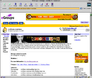 Cockburn-Musicians homepage at eGroups.com