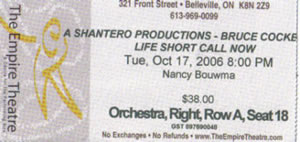 Ticket from Belleville show