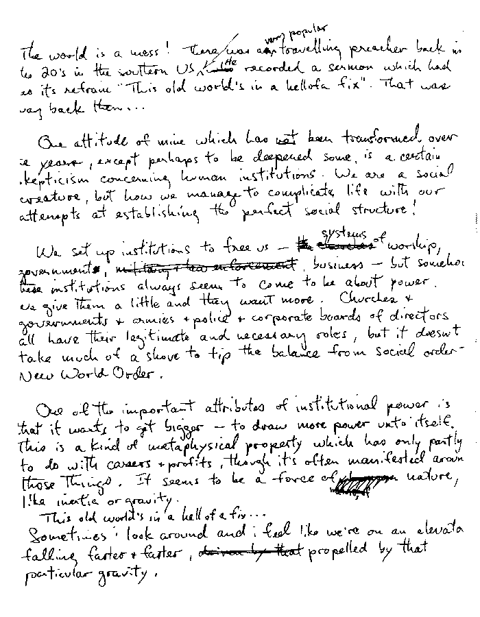 Page 2 of a copy of Bruce's handwritten convocation speech.