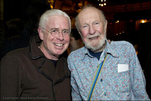 Bruce Cockburn and Pete Seeger the Bring Leonard Peltier Home show in NY at the Beacon - Photo by Linda Panetta, Optical Realities